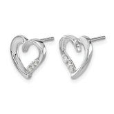 14k White Gold Diamond Heart Earrings